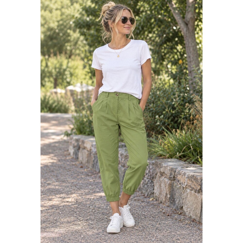 Halara Lightweight Twill Side Pocket Cropped Jogger Pants Pistachio Size Large